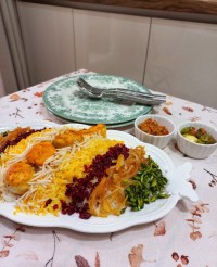 مرصع پلو با جوجه حلزونی