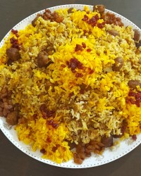 عدس پلو با گوشت قلقلی