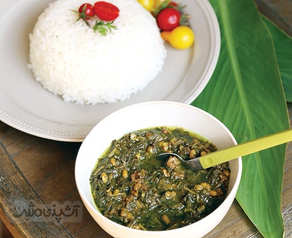 خورش اسفناج و ماش
