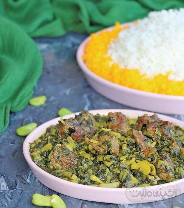 خورش باقلا و گشنیز با گوشت