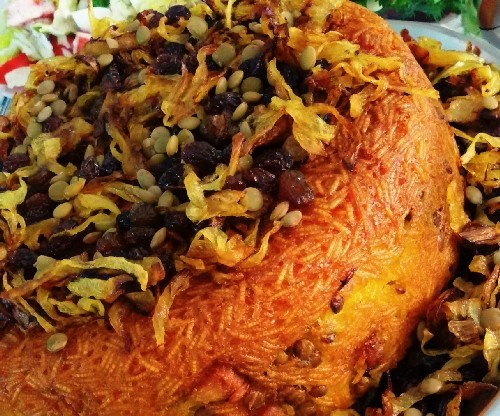 ته چین عدس پلو