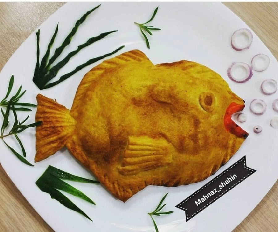 عکس ماهی سالمون با خمیر پفکی