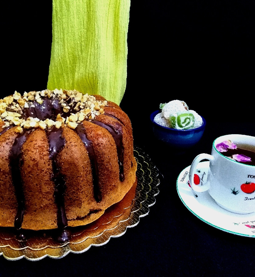 عکس کیک نسکافه گردویی