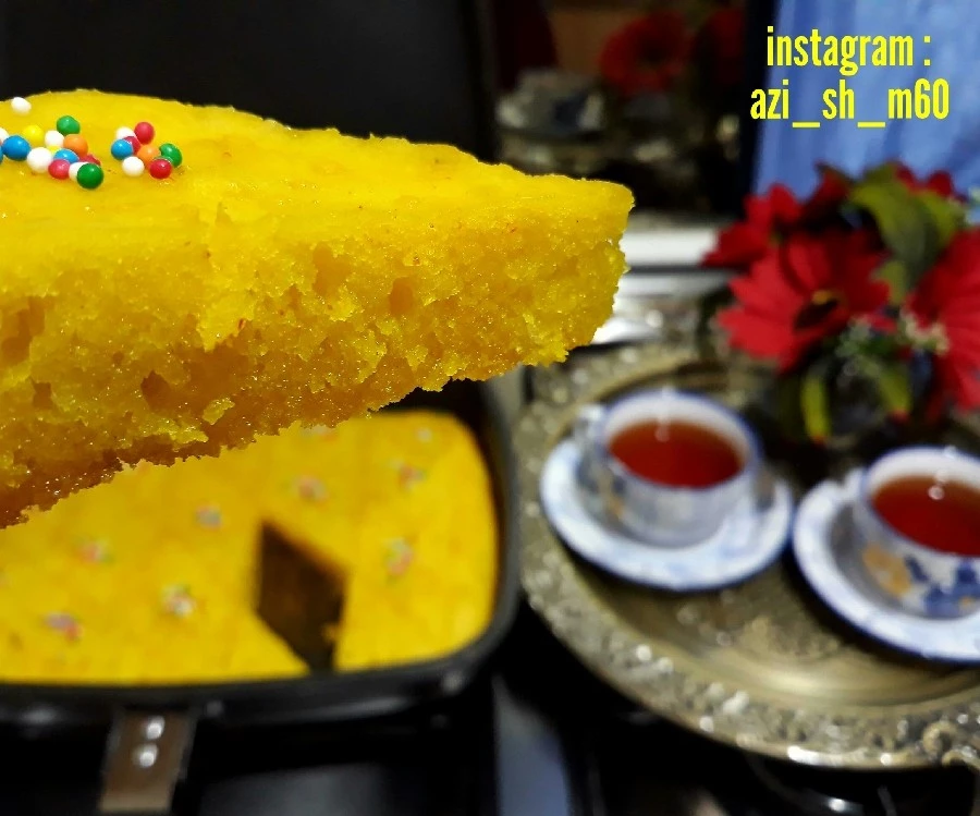 عکس کیک شربتی در تابه دوطرفه (بدون فر)