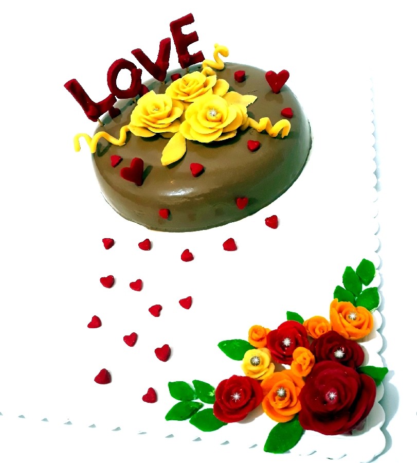عکس کیک با روکش دسر شکلاتی