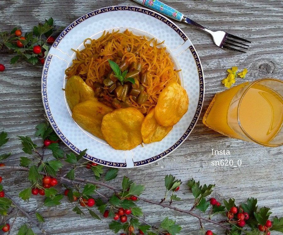 مایه ماکارونی با لوبیا سبز