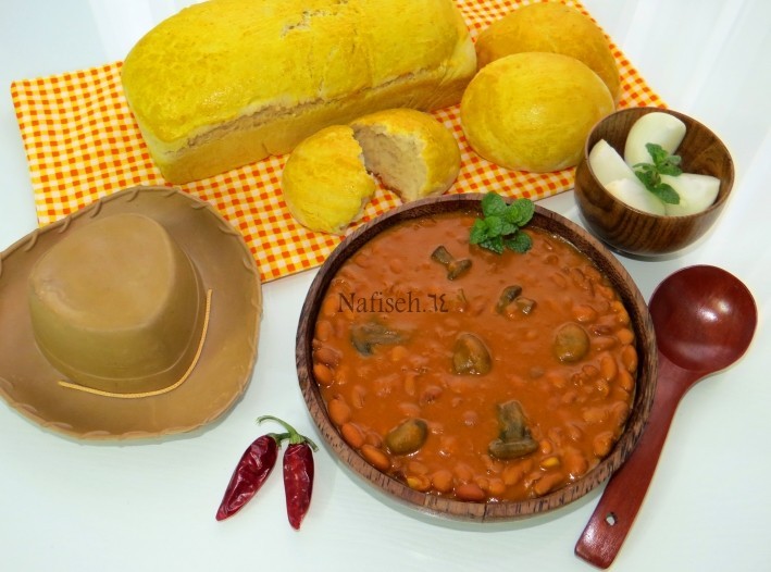 خوراک لوبیا چیتی با قارچ