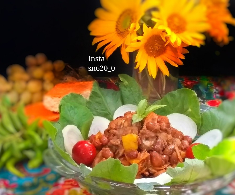 خوراک لوبیا وماهی