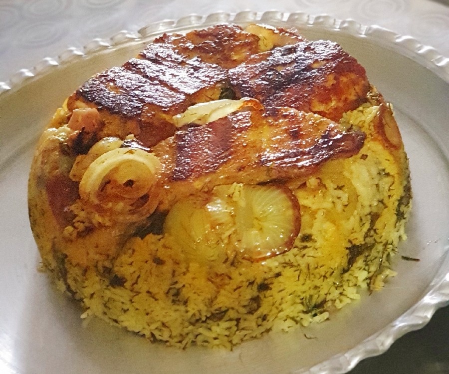 ته انداز ماهی با شوید پلو