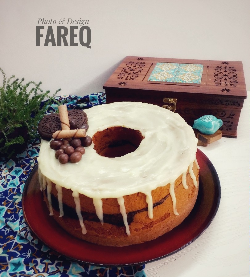 کیک شیرموز با رویه پودینگ موزی