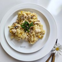 عکس طرز تهیه پاستا با مرغ وبروکلی