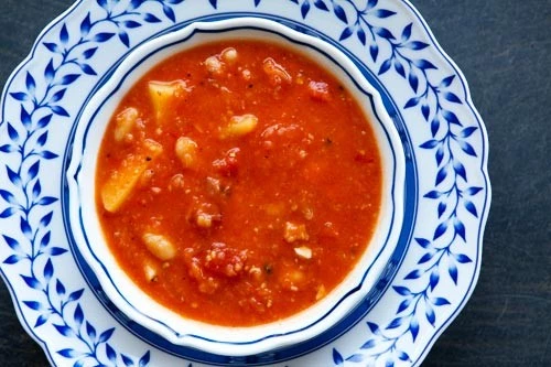 عکس سوپ گوشت با گوجه فرنگی ولوبیا (امریکایی)