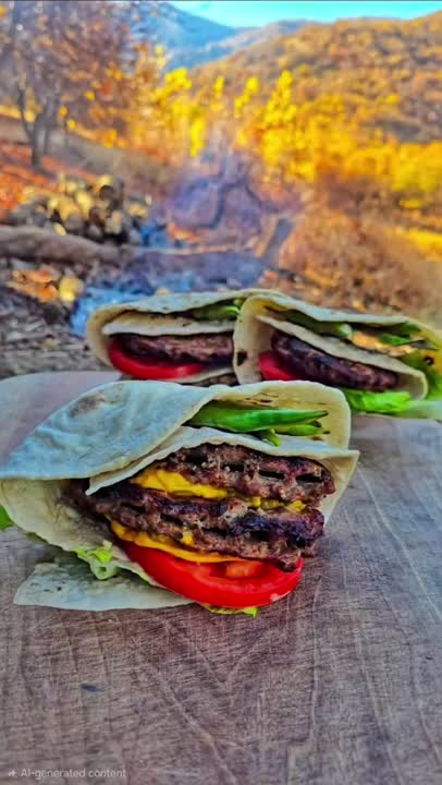 دبل چیز برگر در طبیعت